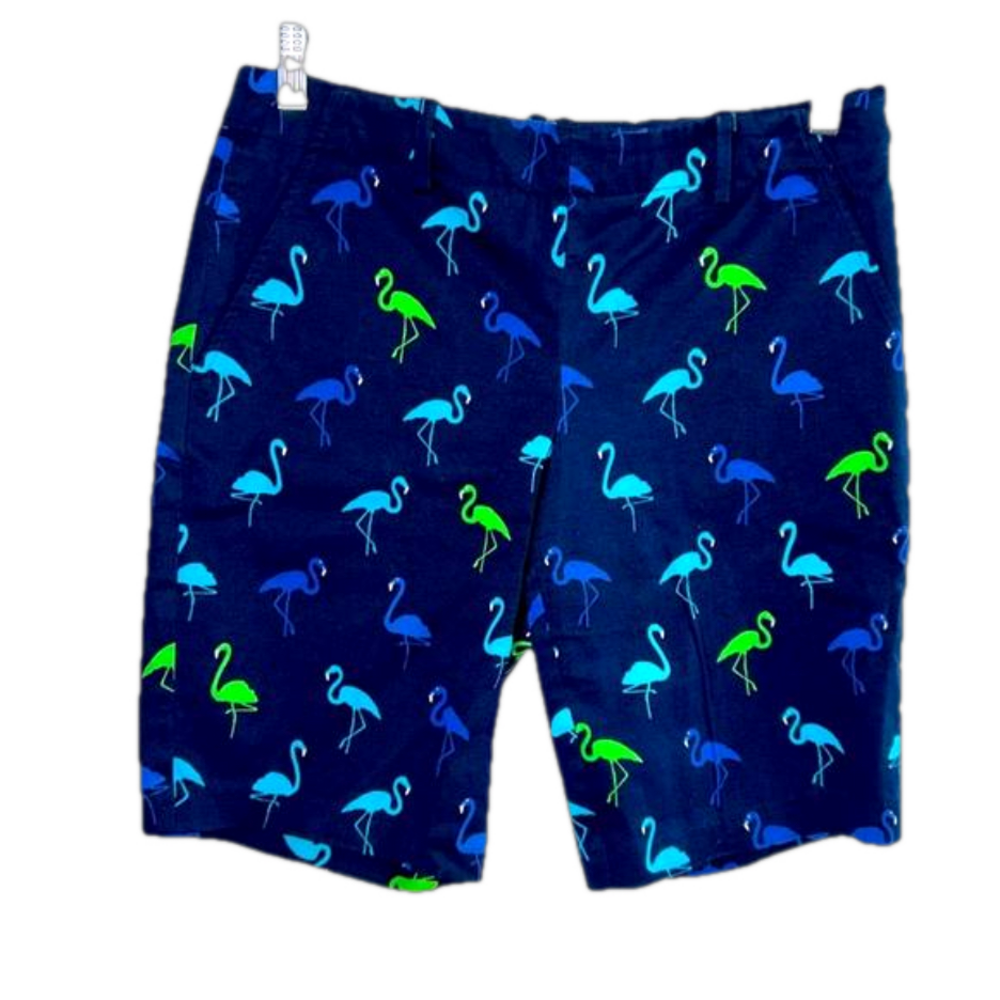 Polo Golf Navy Blue Flamingo Print Shorts